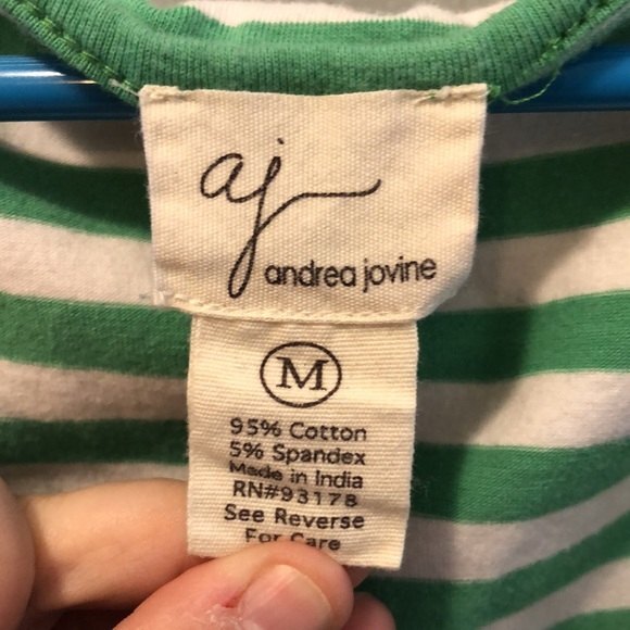Andrea jovine medium tank top green and white stripped with pocket - Picture 3 of 4